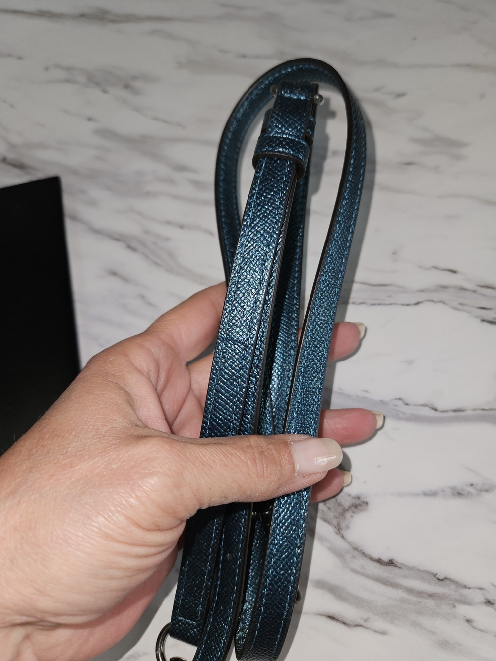 Coach Blue Metallic Mini Satchel with Removable Strap - Picture 5 of 9